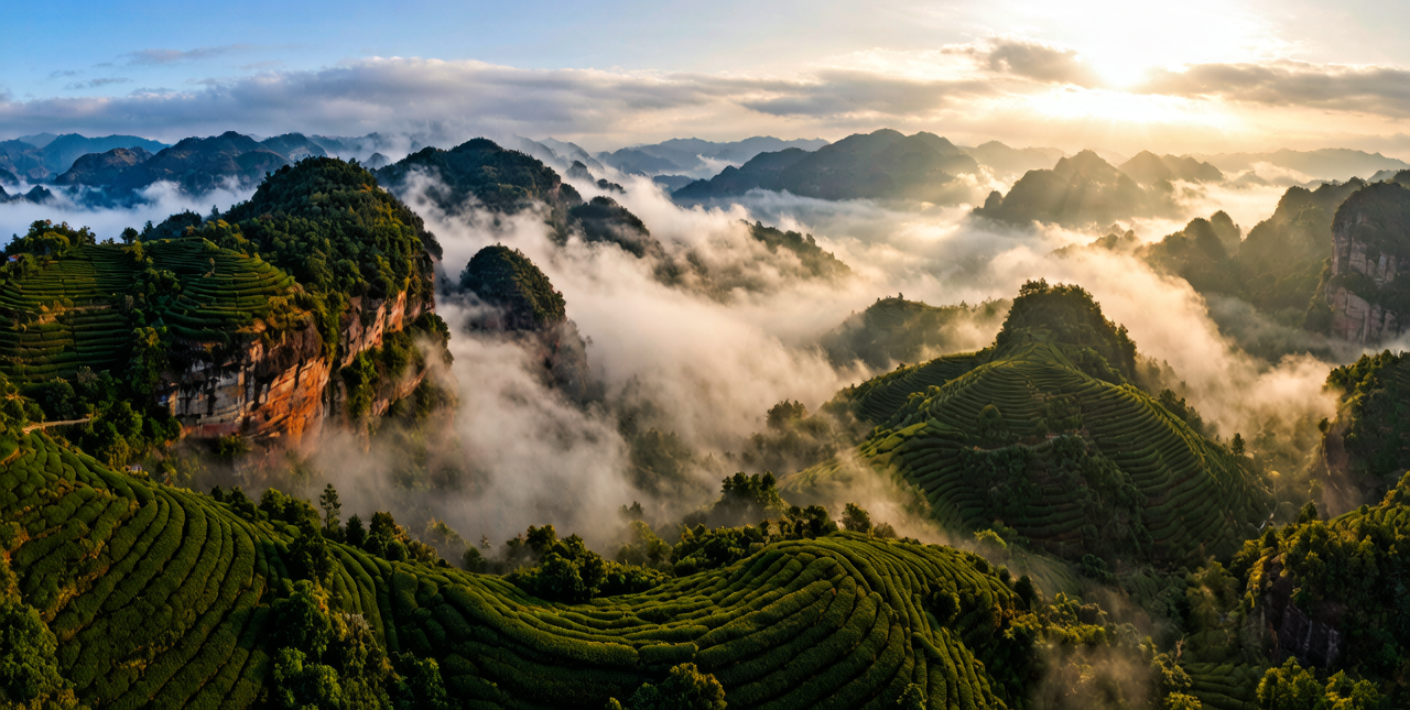 Wuyi Mountain aerial panorama oolong tea