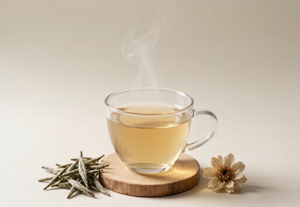 White tea served as straight infusion and as a wellness latte