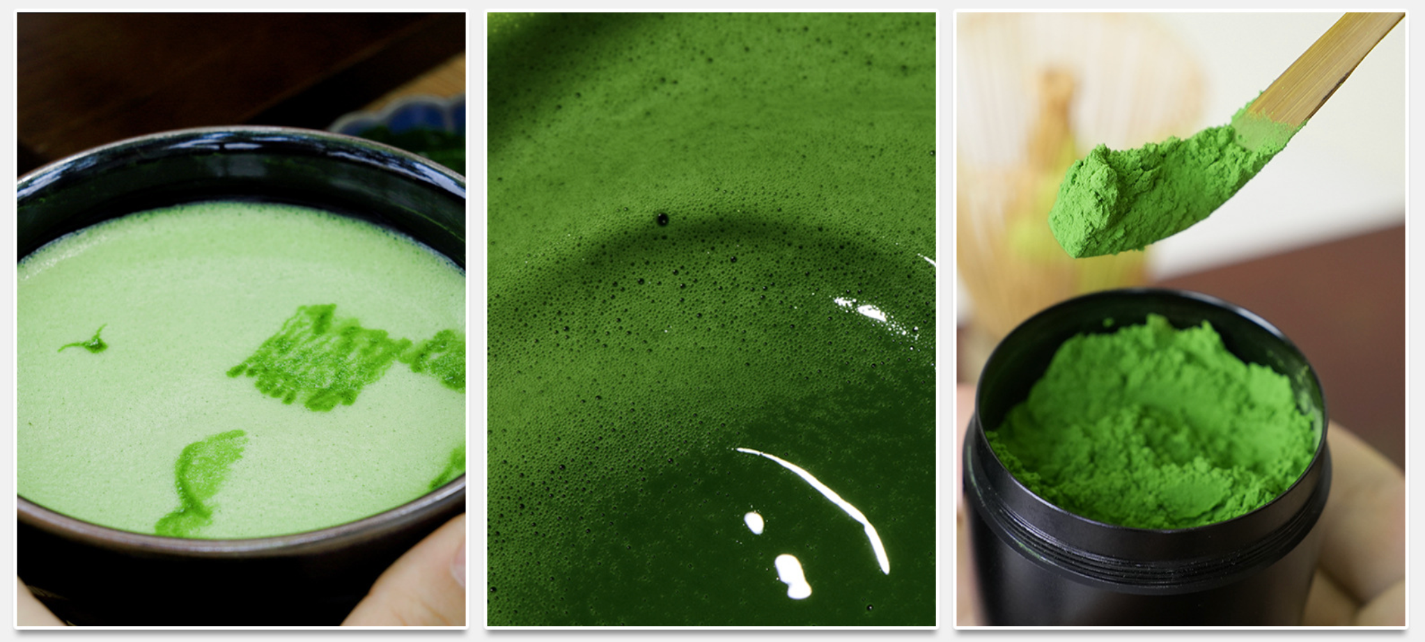 Matcha powder and whisked preparation references